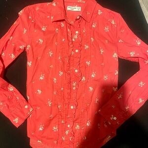 Abercrombie Kids Coral Floral Button Down Shirt